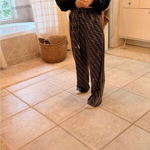 Fendi Black and brown Logo Track Pants
